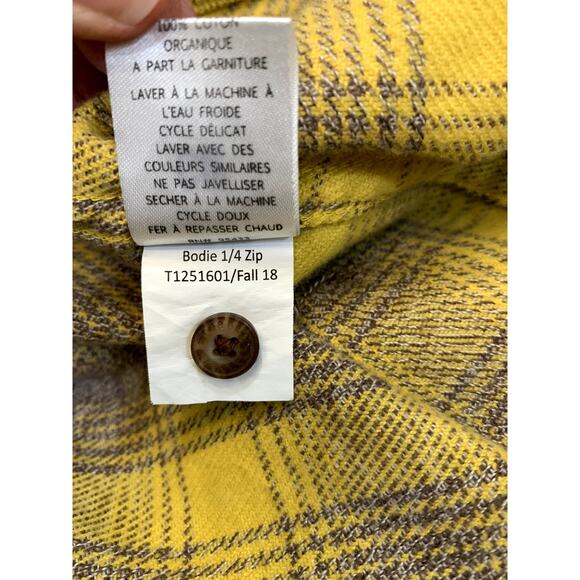 Toad & Co Shirt Women Size Small Yellow Gray 1/4 Zip Long Sleeve Organic Cotton - Picture 12 of 13